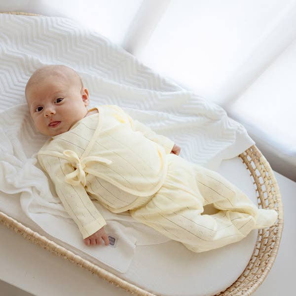 yellow Ribbed Knit Set 100% Cotton Crossed Sweater for wholesale on Faire