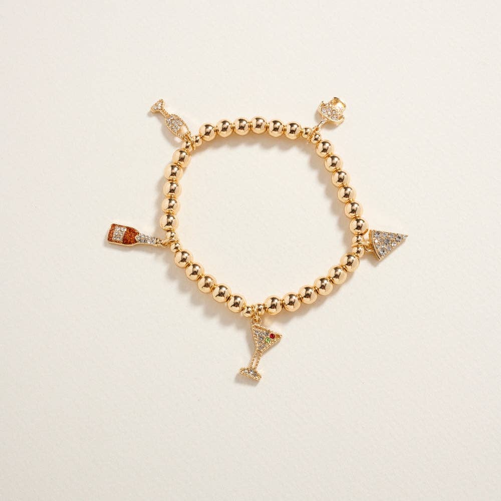 Designature New York - Wholesale Charm/Dangle Bracelet - Wine Rhinestone Charm Beaded Stretch Bracelet1