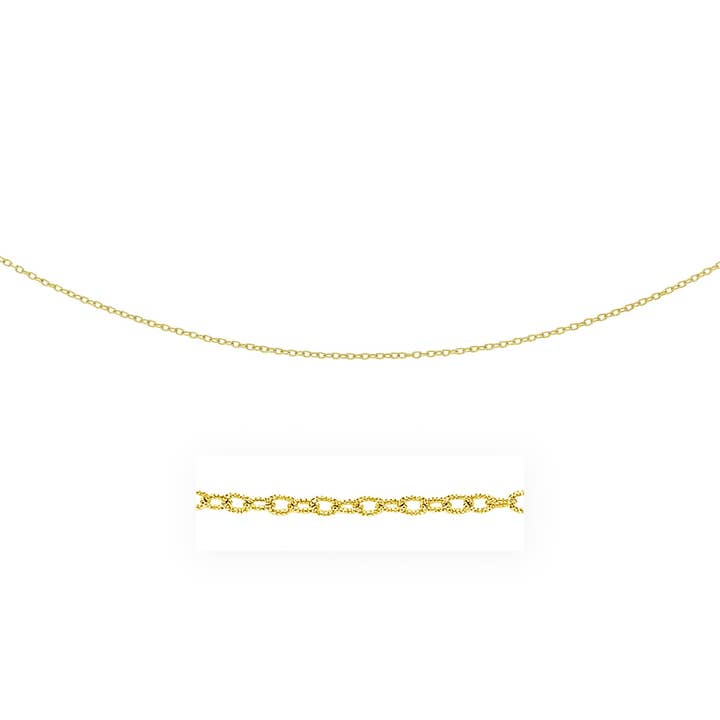 Halsband i 14k gult guld med texturerade länkar (2,50 mm) för wholesale av RubyAnn Jewelry