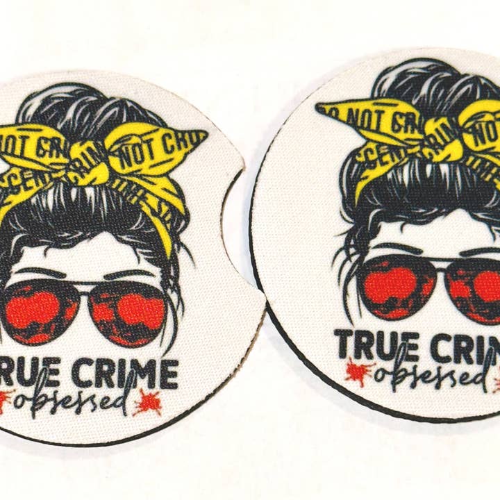 Sottobicchieri per auto in neoprene True Crime per la vendita all'ingrosso da parte di The Boho Country Chic LLC
