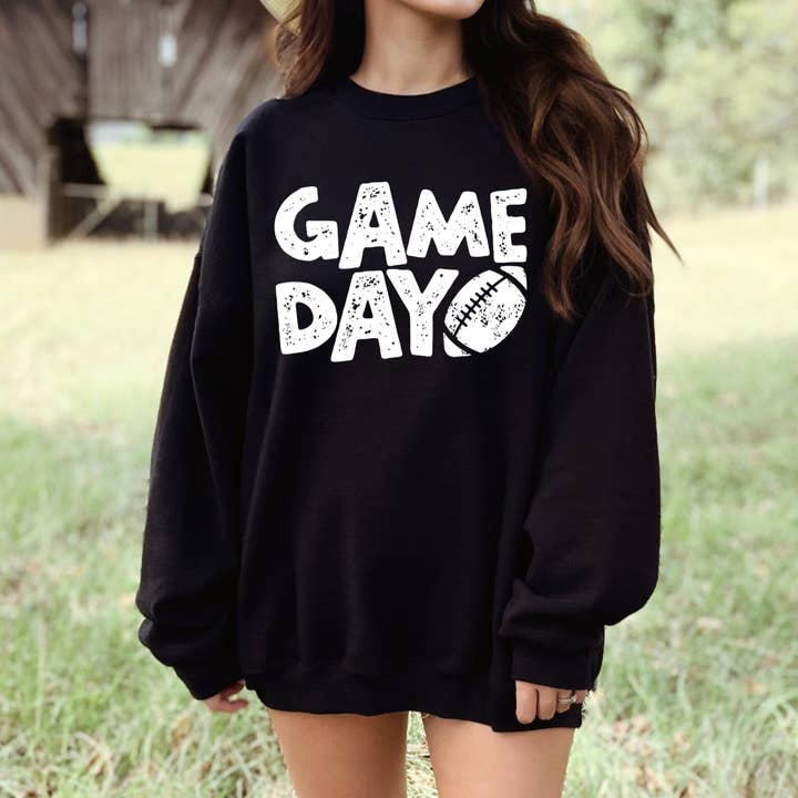 (shirt not included) Game Day Football in White - Screen print Transfer for wholesale by TEELUX