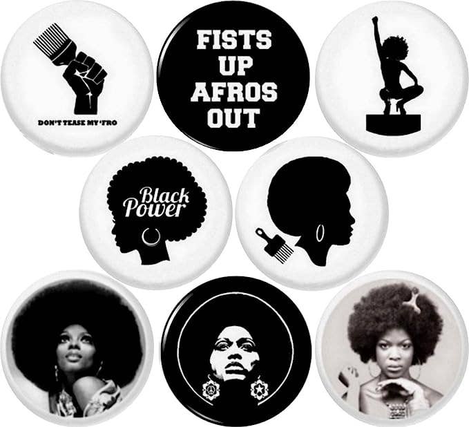 Pinbax Express - Wholesale Lapel Pin/Button - BLACK POWER AFRO x 8 1" Inch (25mm) pins african american