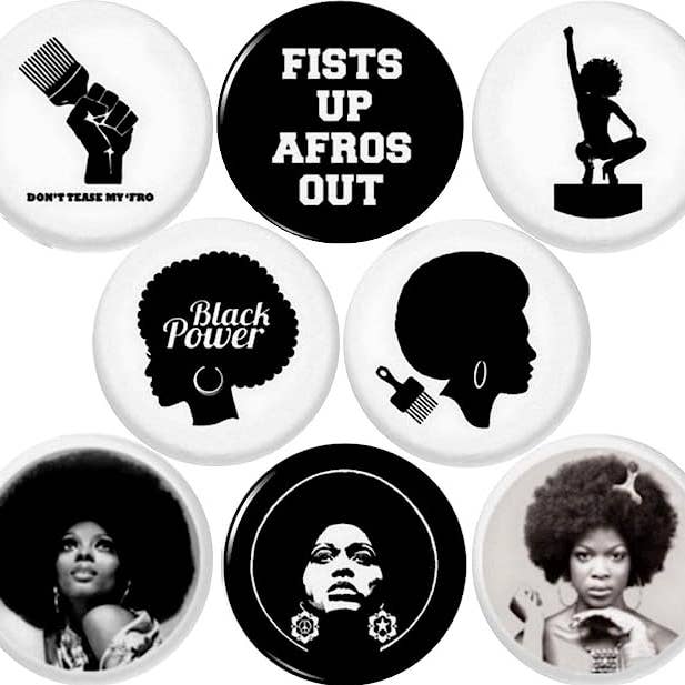 Pinbax Express - Wholesale Lapel Pin/Button - BLACK POWER AFRO x 8 1" Inch (25mm) pins african american0