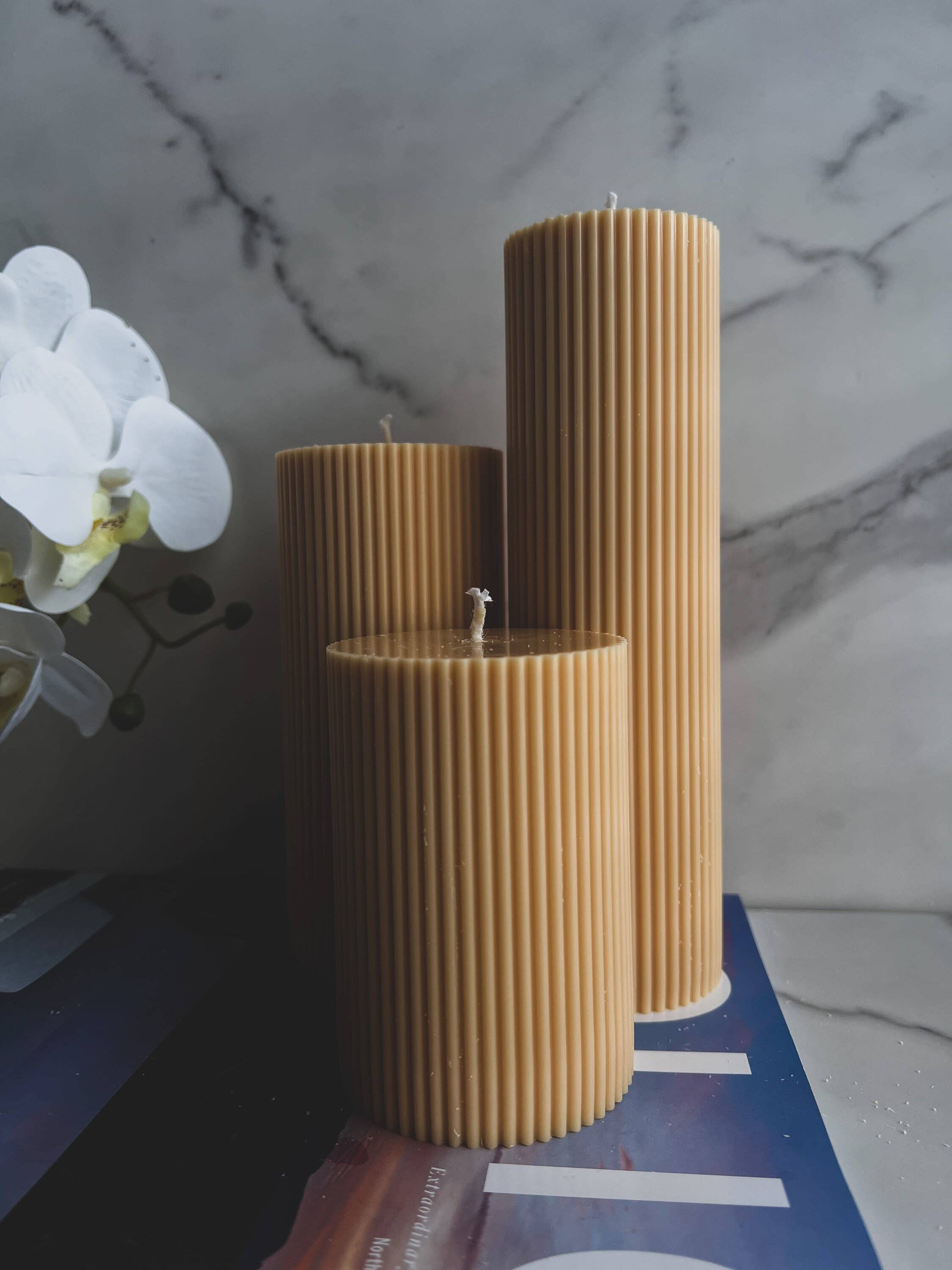 Agaboo Candle - Wholesale Pillar Candle - Oversized Textured Ribbed Pillar Candles10