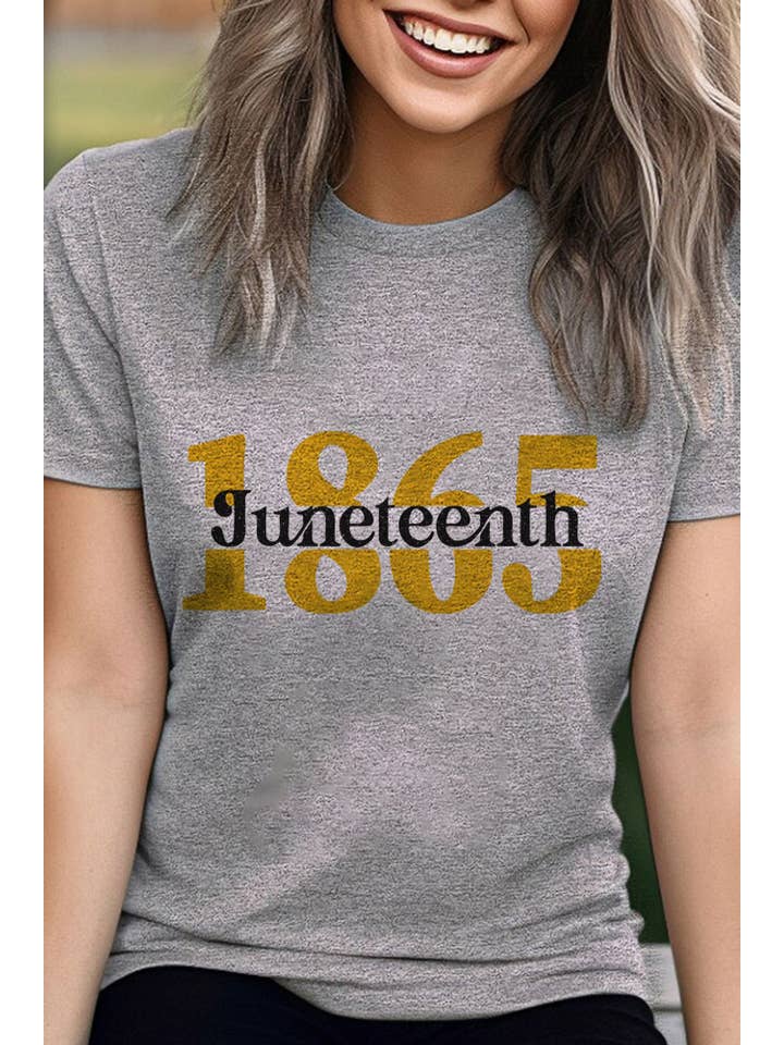 Top Avenue - Wholesale Screen Printed T-Shirt - Women's - Golden Juneteenth, Unisex Round Neck T-Shirt8