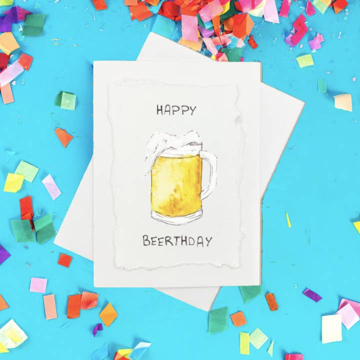 Happy Beerthday (Beer Mug) Hand painted Card for wholesale by Irony Art