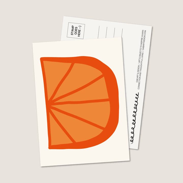 orange postkorttryk for engroshandel hos Gab Art & Design