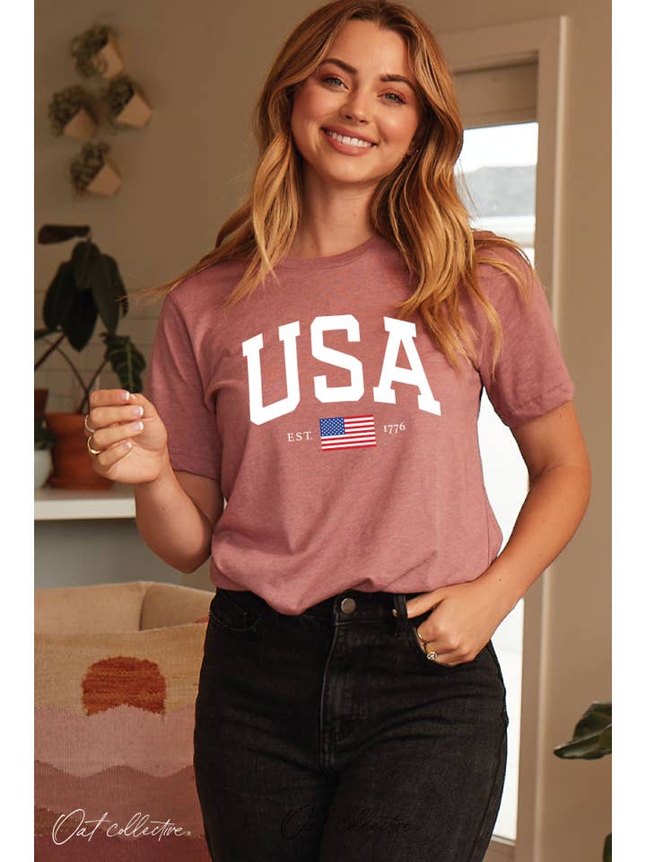 OAT COLLECTIVE - Wholesale Screen Printed T-Shirt - Women's - USA EST.1776 Graphic T-shirt