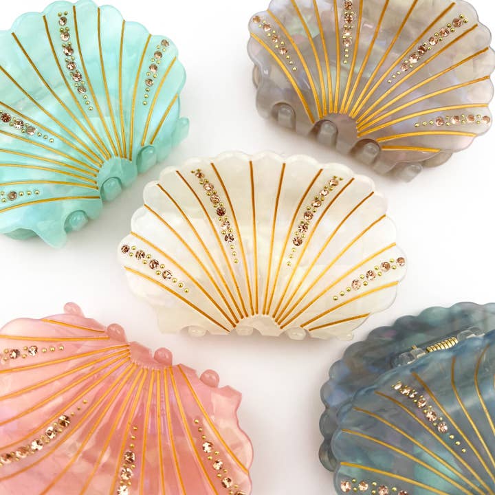 TheDivaSoap - Wholesale Hair Clip - Women's - Crystal Shell Claw Clip, Ocean Creatures Hair Clip