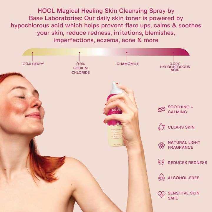Base Laboratories - Wholesale Pain Relief Spray/Cream - Hypochlorous Acid Face & Skin Repair Spray, 8oz HOCL