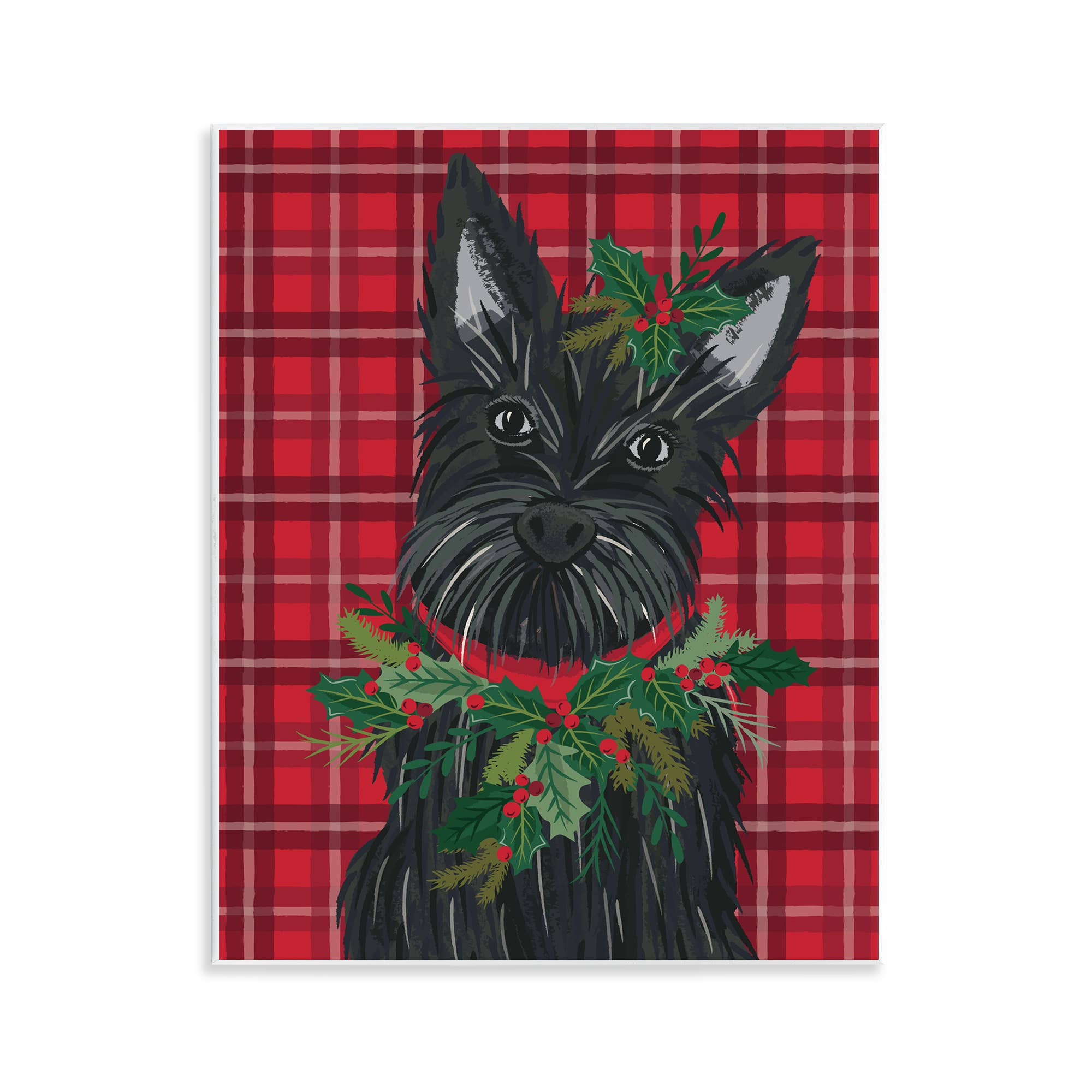 Stupell Industries - Wholesale Wall Sign - Scottie Dog on Red Plaid - Unframed Wall Art