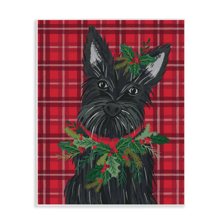Stupell Industries - Wholesale Wall Sign - Scottie Dog on Red Plaid - Unframed Wall Art0