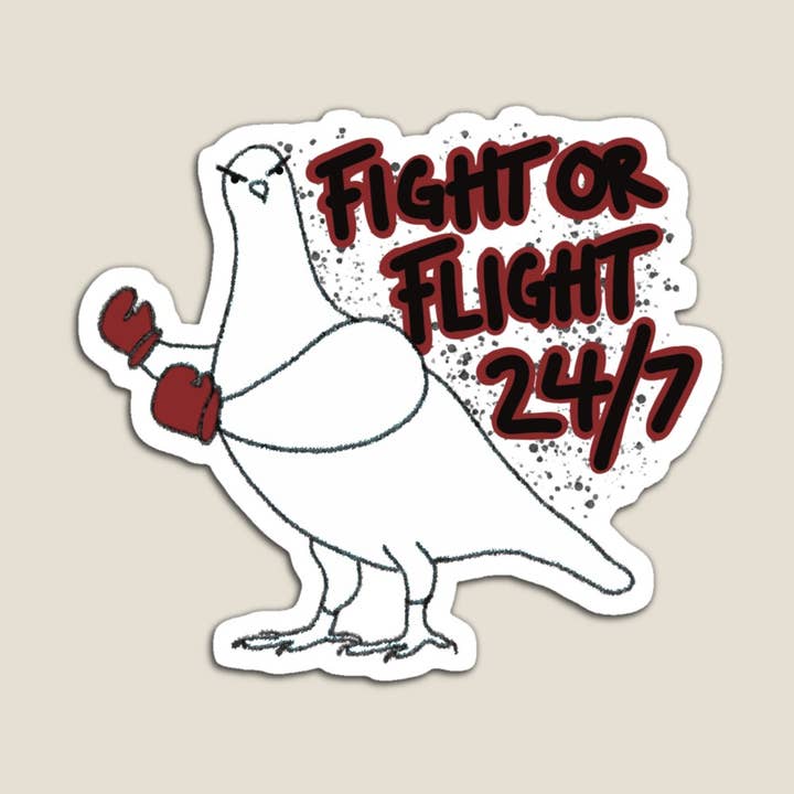 Fight or Flight Pigeon Funny Sticker for wholesale by SquigglyDoo Arts