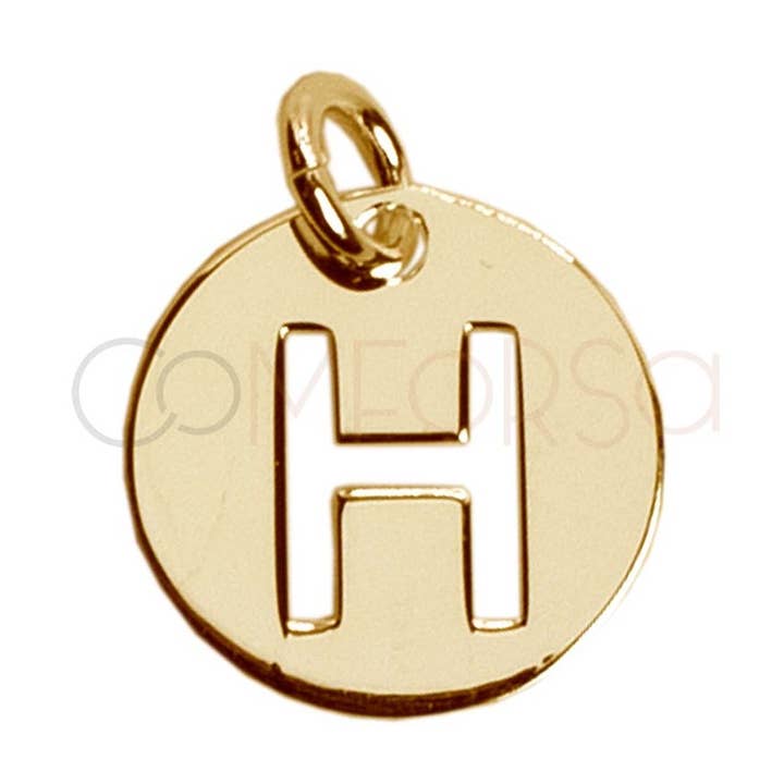 Anhänger Buchstabe H, 12 mm, vergoldetes Silber für den Großhandel von COM FORSA SL