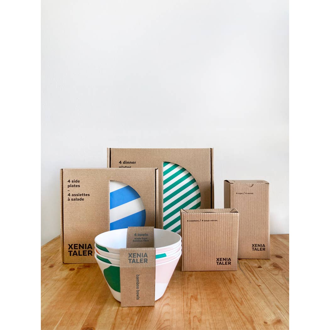 Xenia Taler - Wholesale Dinner Plate - Blue Grid Side Plate - Set of 43