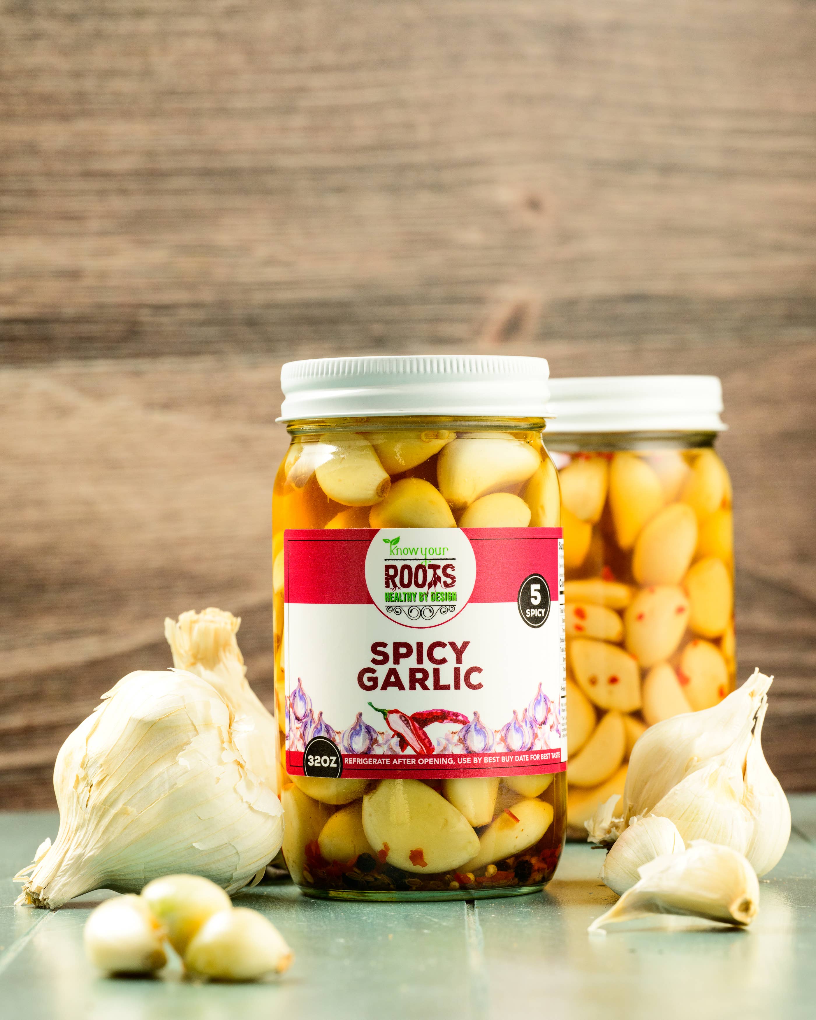 Knonw Your Roots Pickles - Wholesale Pickled Vegetables - Spicy Garlic 16oz1