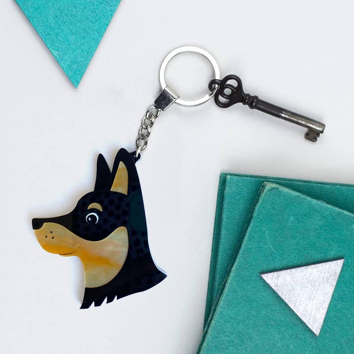 Lancashire Heeler Acrylic Keyring for wholesale by Laura Danby
