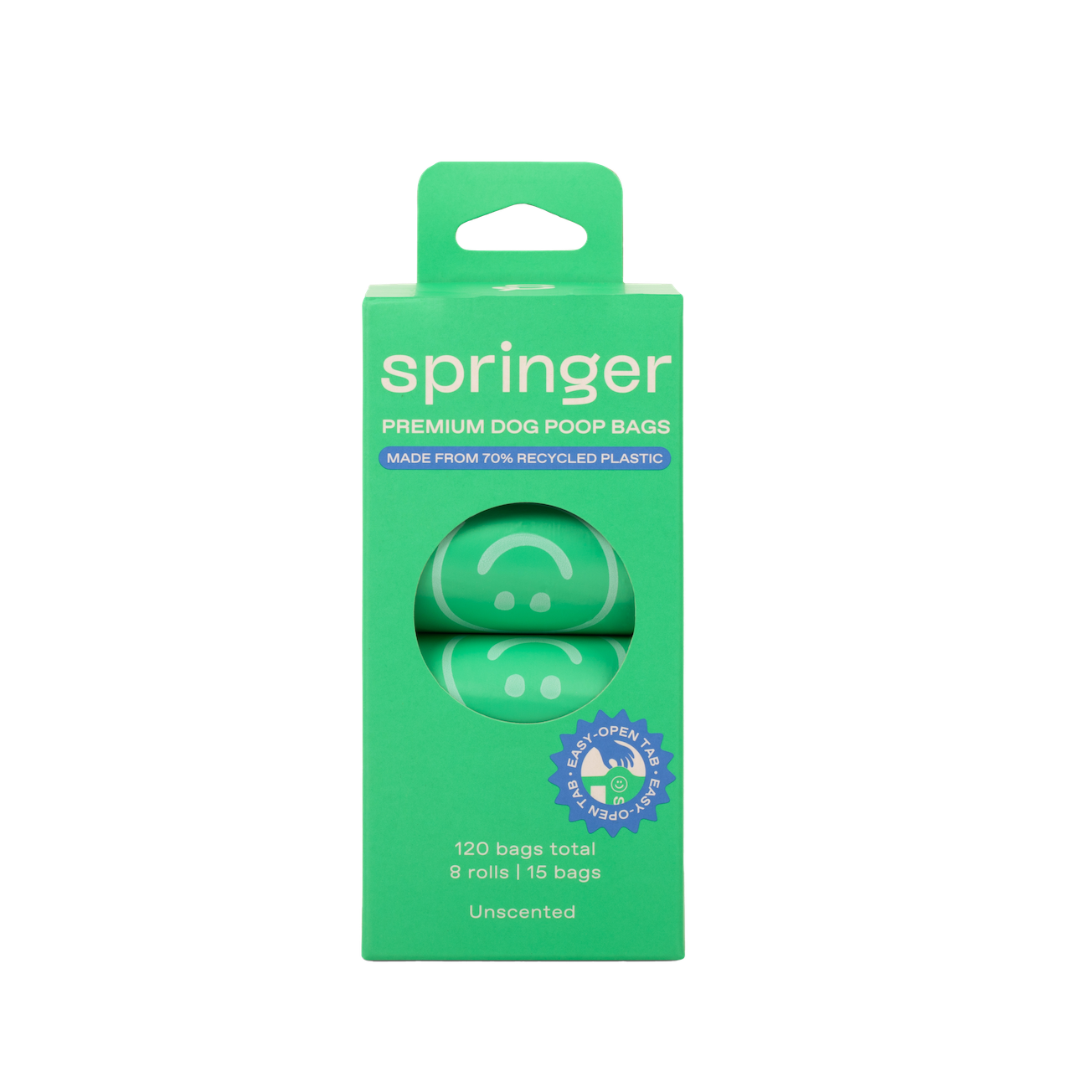 Springland Pets - Venta al por mayor Bolsitas para excrementos - Bolsas premium para desechos de perro – 120 bolsas, 8 rollos (paquete de 6)6