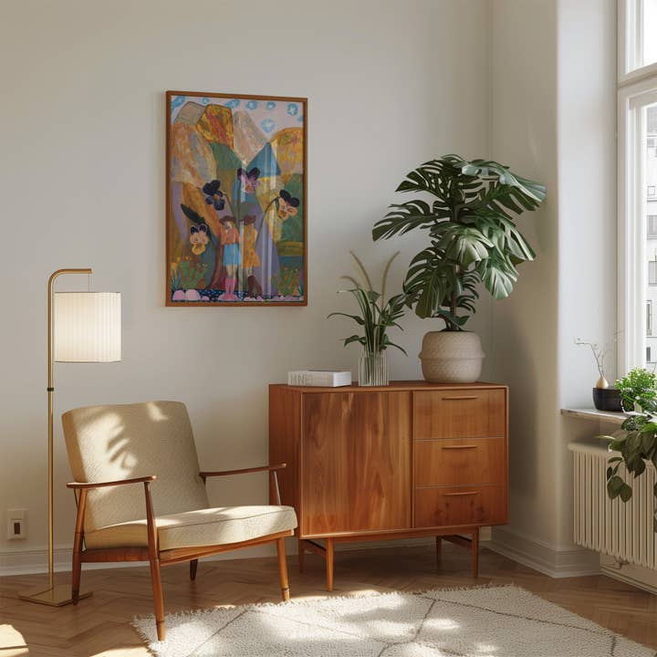 El Baker Art - Wholesale Art Print - Cowgirl Collage Print | Colorful Pansies Poster - Vintage Western Wall Art4