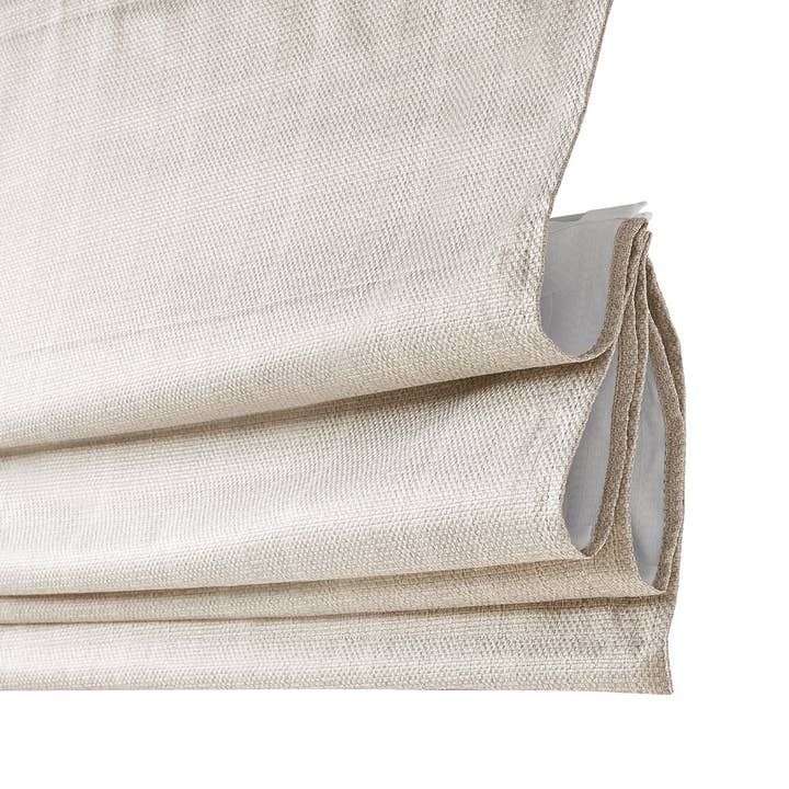 Olliix - Wholesale Curtain - Basketweave Roman Shade for Windows, Ivory