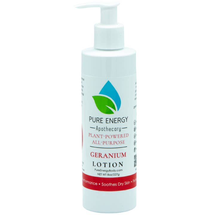 Natural All Purpose Lotion 8 Oz (Geranium) for wholesale by Pure Energy Apothecary