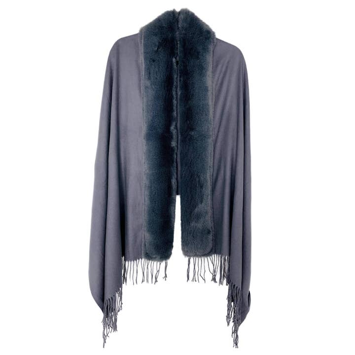 JC Sunny Fashion - Wholesale Scarf - Women's - JC062843 16 Colors-Faux Fur Trim Softer Than Cashmere Shawl/Scarf5