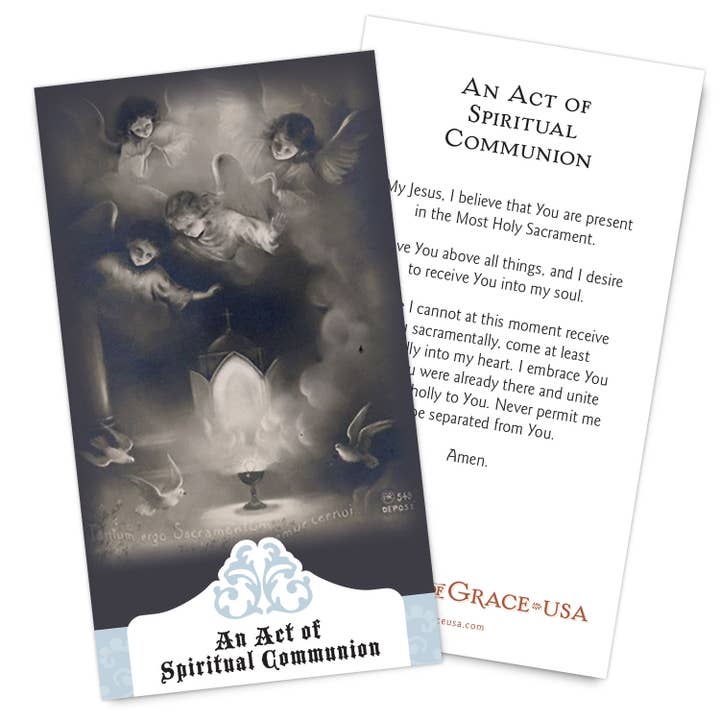 The Retro - a Full of Grace USA Company - Wholesale Religious Card - An Act of Spiritual Communion Holy Card