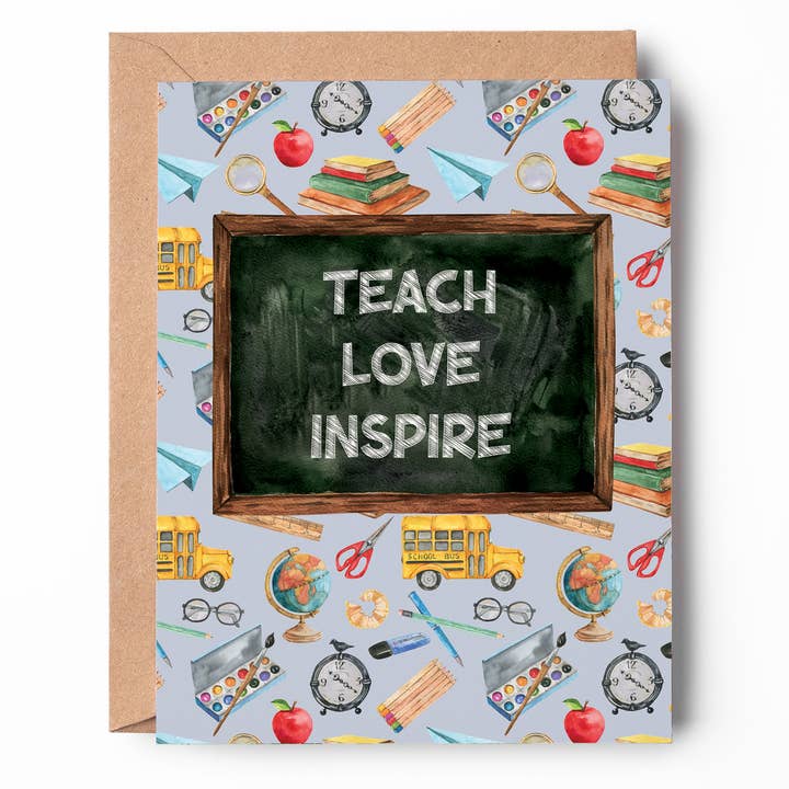 Biglietto di auguri Teach, Love, Inspire SD02 Teacher Thank You per la vendita all'ingrosso da parte di Oakwind Hollow