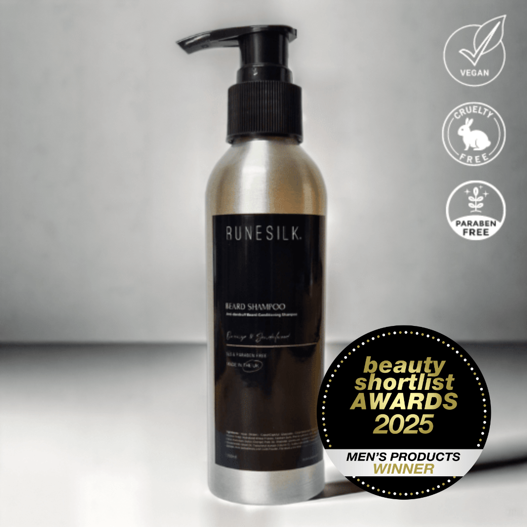 RUNESILK - Wholesale Hair Shampoo - Men's - SLS-Free Anti-Dandruff Beard Wash - Orange and Sandalwood 1