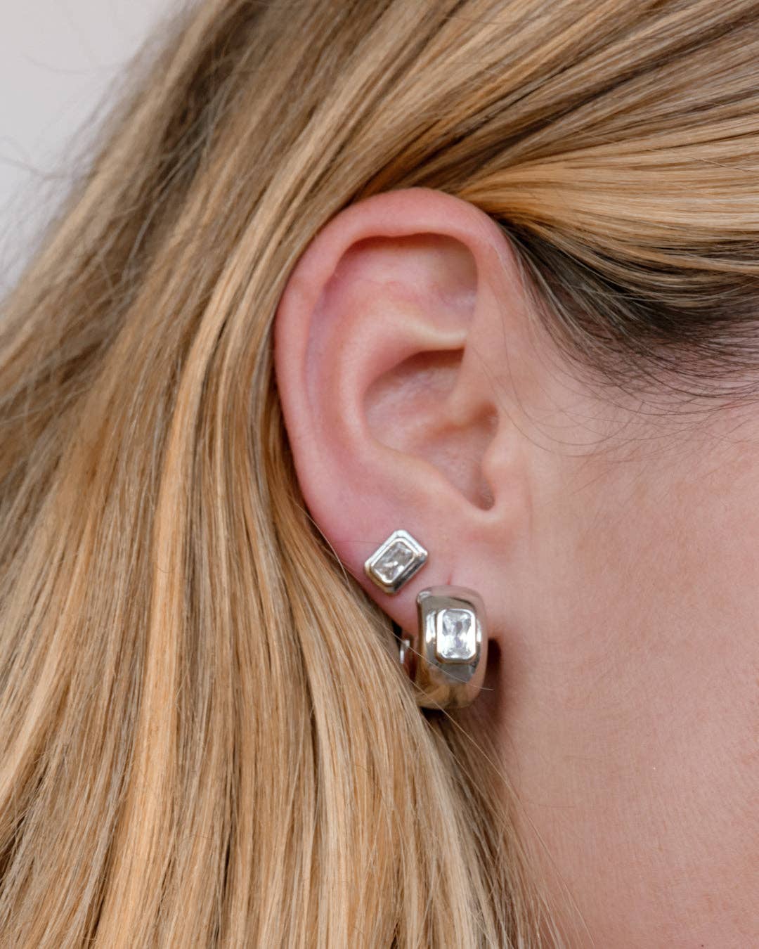 Luv AJ - Wholesale Stud/Post Earrings - The Emerald Bezel Studs (Gold Ships Mid January)5