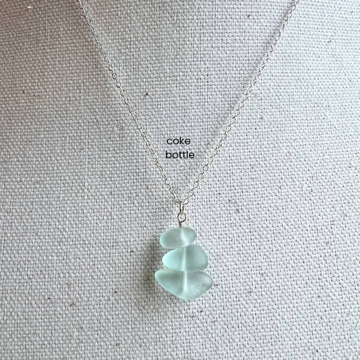 Generosity Company - Wholesale Pendant/Charm Necklace - Sea Glass Necklace 18" Silver Chain8