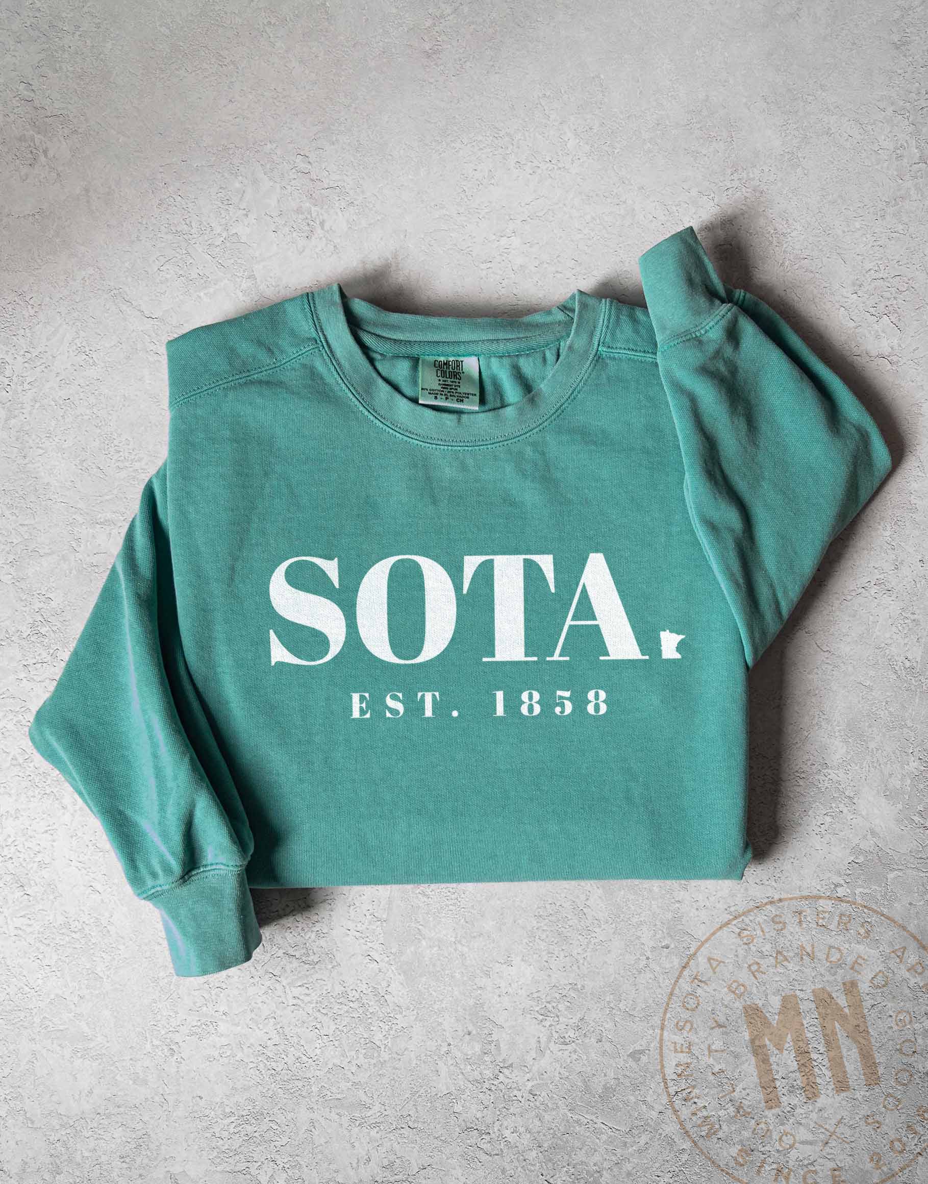 Minnesota Sisters - Wholesale Graphic Sweatshirt - Unisex - Sota Graphic Sweatshirt - 'Est. 1858' Minnesota State Design2
