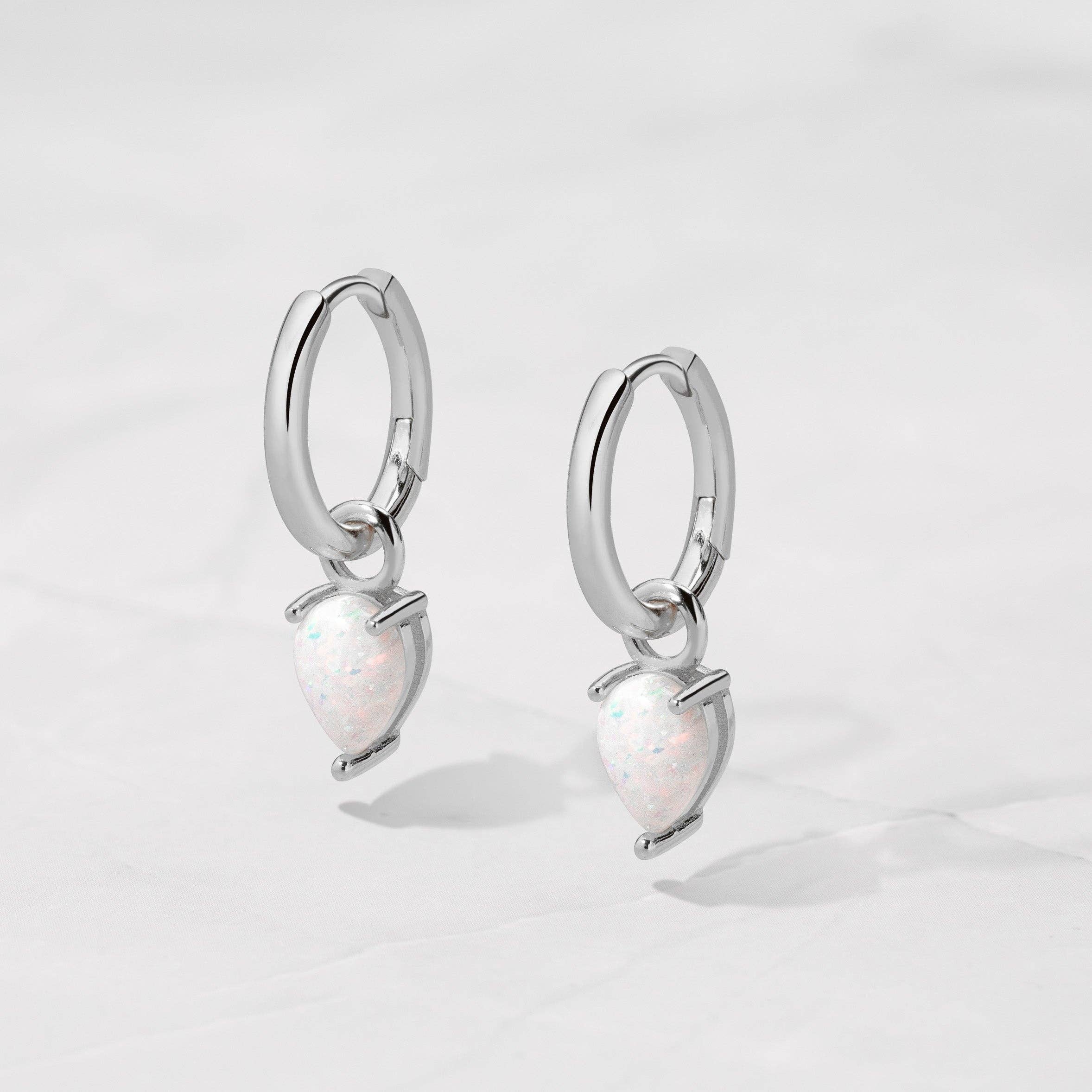 Sami Jewels - Wholesale Huggie Earrings - Opal Tear Drop Charm Huggies5