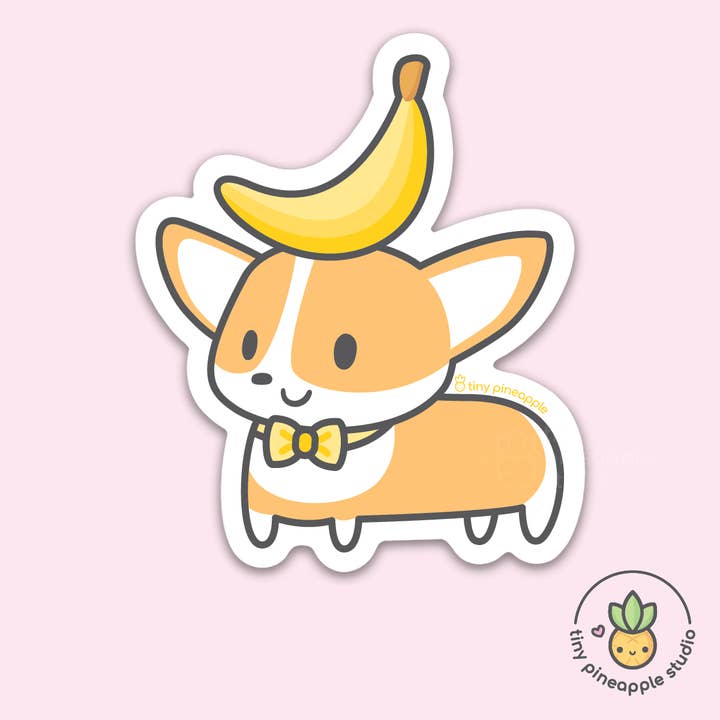 VINYLAUFKLEBER Corgi Banane — Tiny Pineapple Studio für den Großhandel von Tiny Pineapple Studio