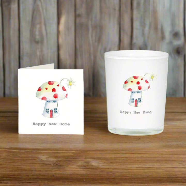 Toadstool Duftlys | Indflytningsgave - Vegansk Sojalys Med Hilsenkort for engroshandel hos Crumble & Core