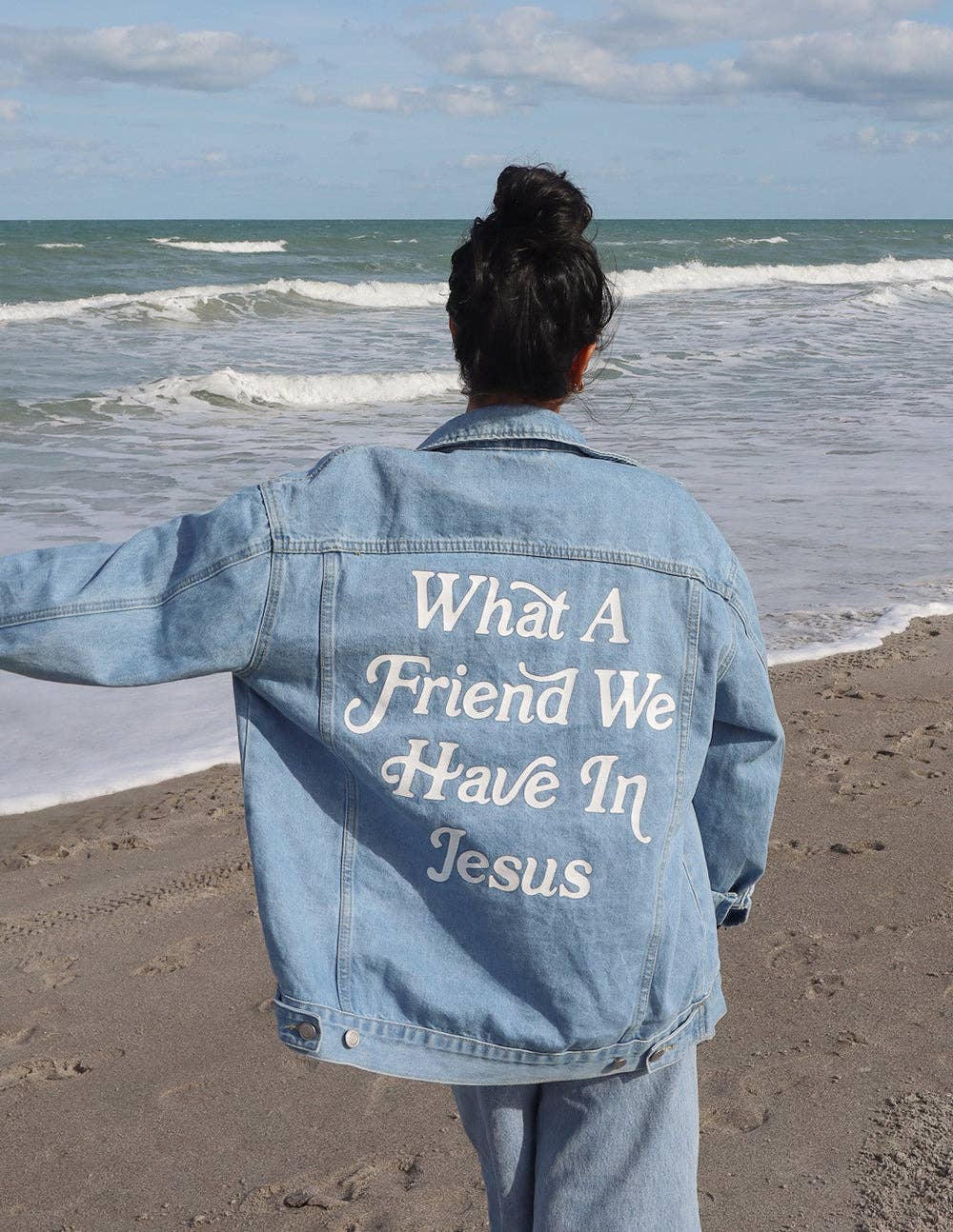 Elevated Faith – Casaco de ganga - Mulher por atacado – Jaqueta jeans "What a Friend In Jesus"13