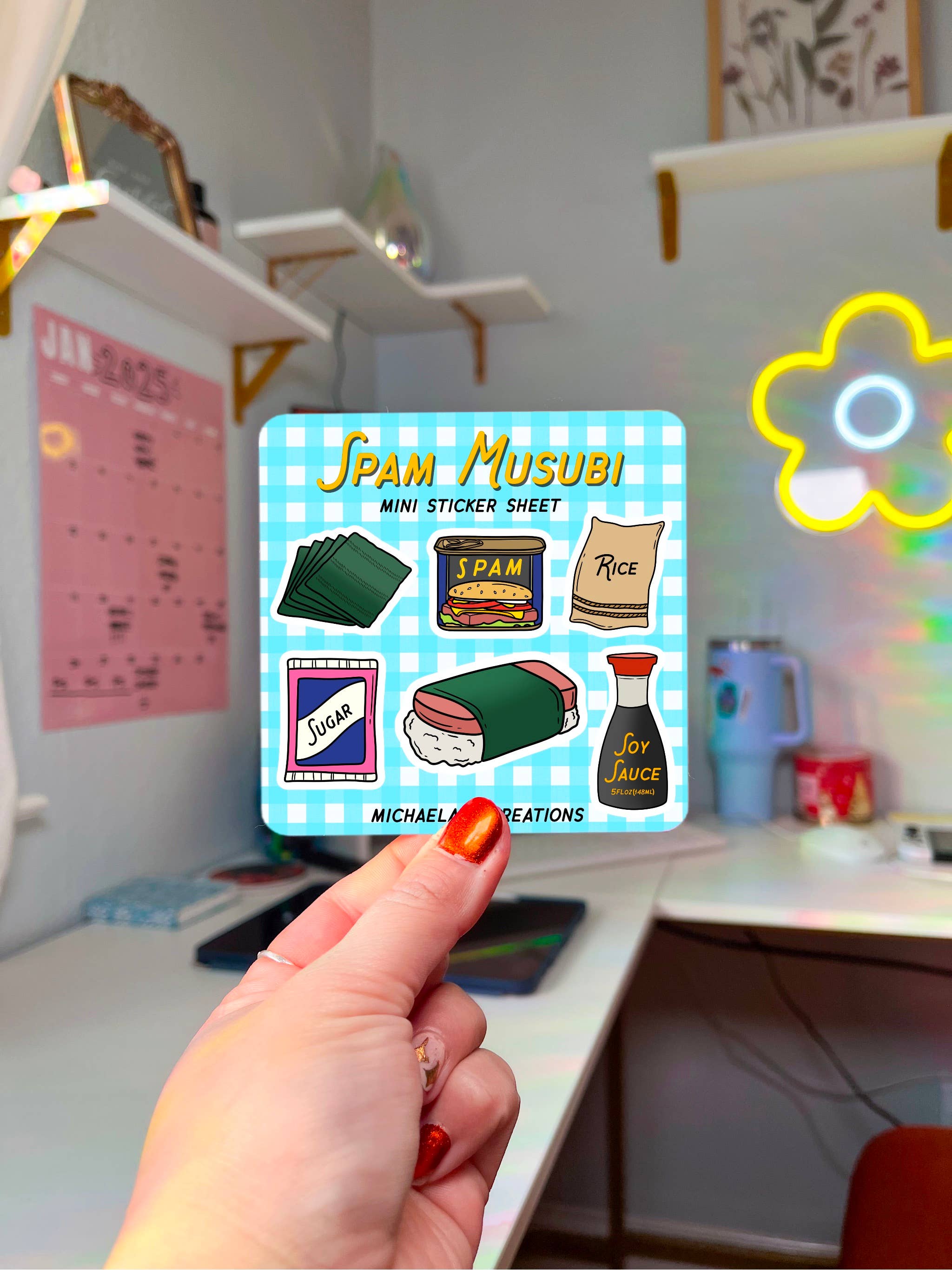 Michaela K Creations - Wholesale Sticker - Spam Musubi Sticker sheet 4x4 0