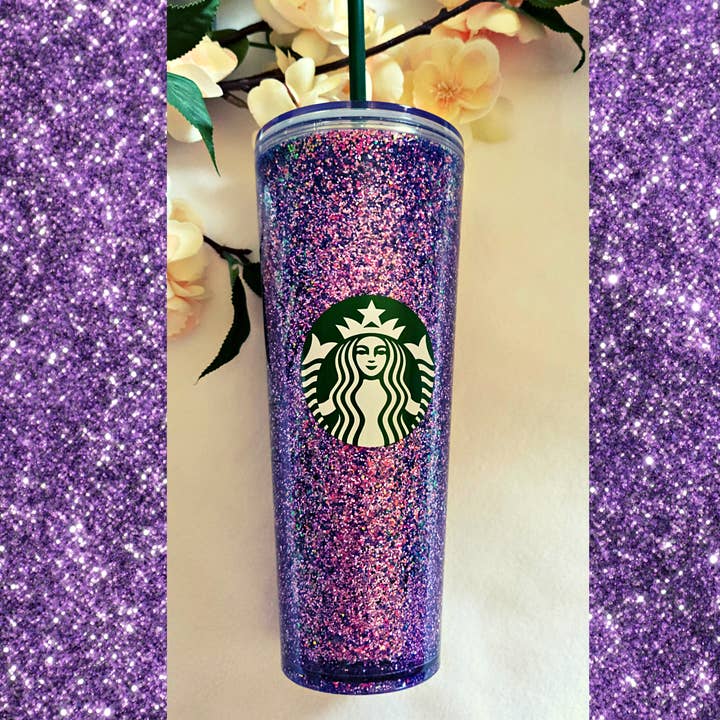 Purple Snowglobe Tumbler, Glitter Tumbler, Coffee Mug for wholesale by GDesignstees