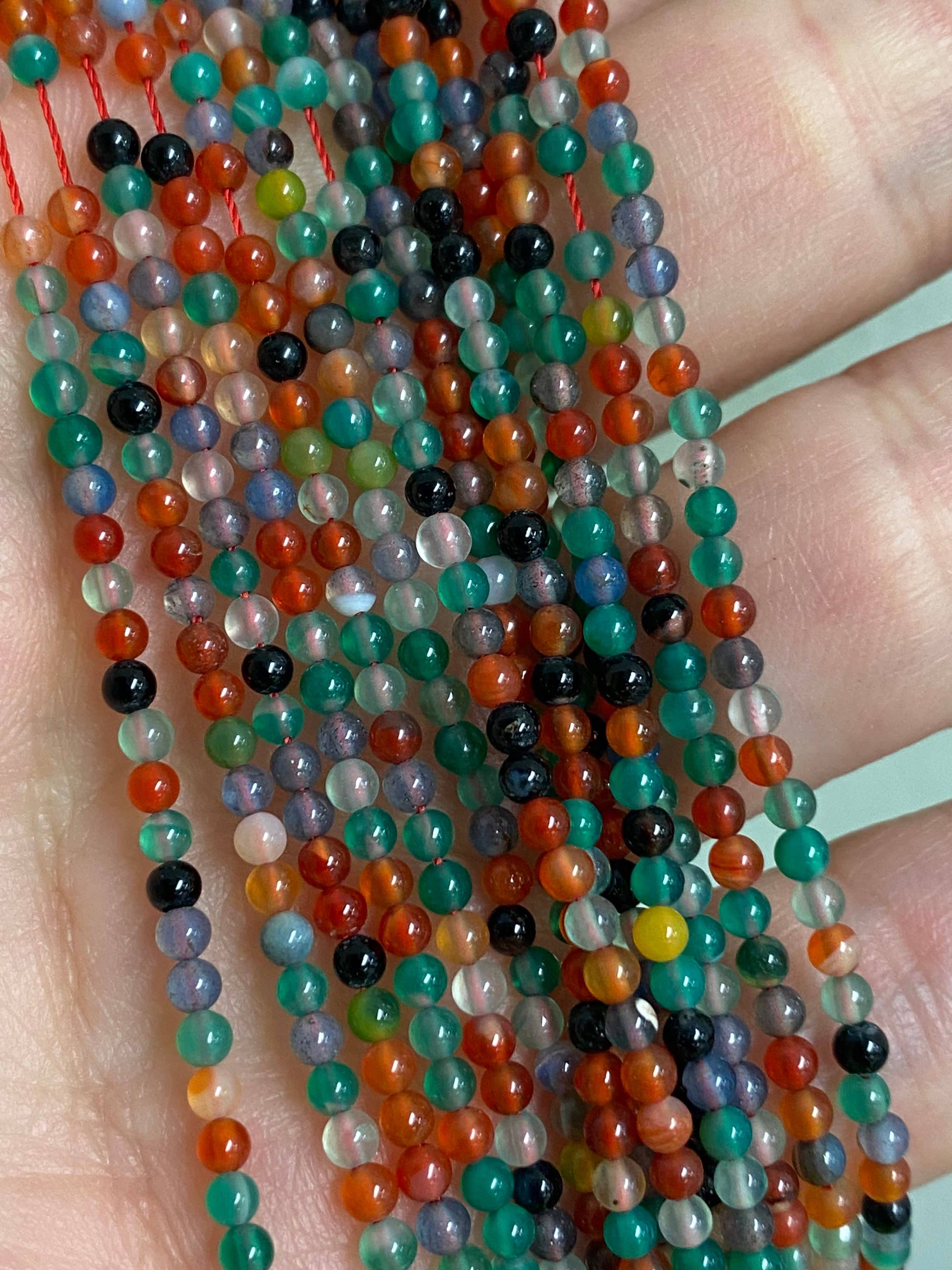 The Bead Bazaar - Wholesale Beads - Small Round 2mm Gemstone Beads, 2mm Natural Rose Quartz Beads, Tiny Amethyst Beads, Accent Beads For Jewelry Making, Rhodonite Beads, Tiny Agate9