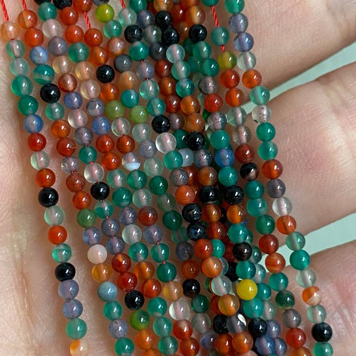 The Bead Bazaar - Wholesale Beads - Small Round 2mm Gemstone Beads, 2mm Natural Rose Quartz Beads, Tiny Amethyst Beads, Accent Beads For Jewelry Making, Rhodonite Beads, Tiny Agate9