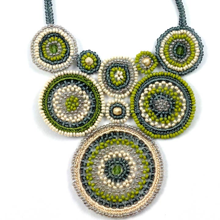Beaded statement necklace-Grasslands for wholesale by KVZ Designs
