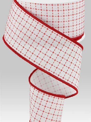 2.5"X10yd Raised Stitched Squares/Royal Ribbon for wholesale by Amber Marie & Company