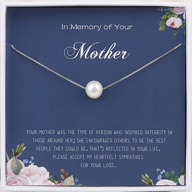 White In Memory of Your Mother Pearl Jewelry Gift Set for wholesale on Faire