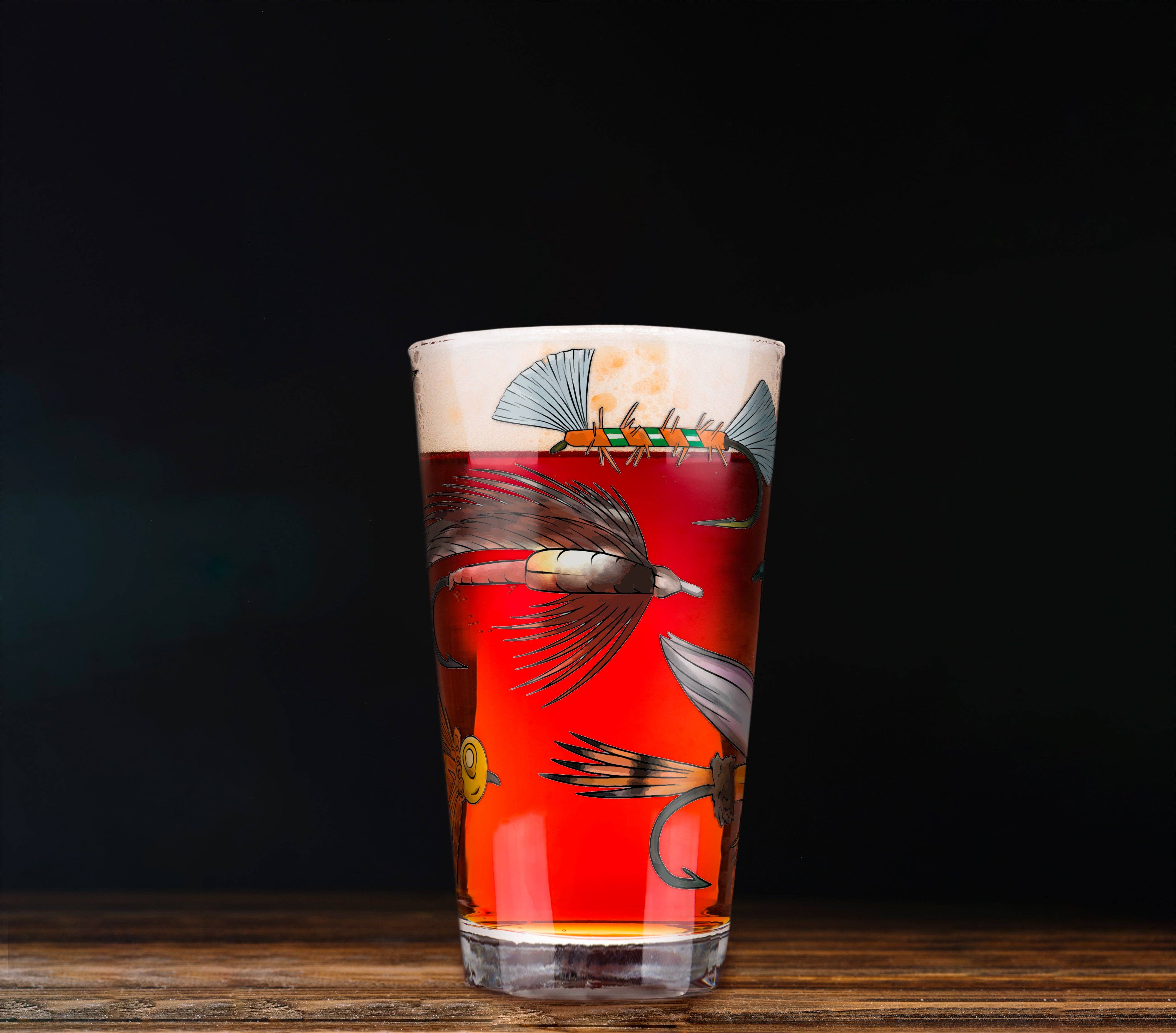 Greenline Goods - Wholesale Beer Glass/Mug - Fly Fishing Lures Beer Glass Set6