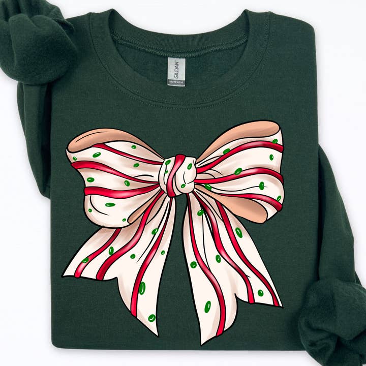 Christmas tree bow sweatshirt for wholesale by StricklandDesignCo
