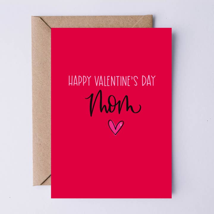 Happy Valentine's Day Mom Hand Lettered Valentine's Day Card for wholesale by Letters from Elliott