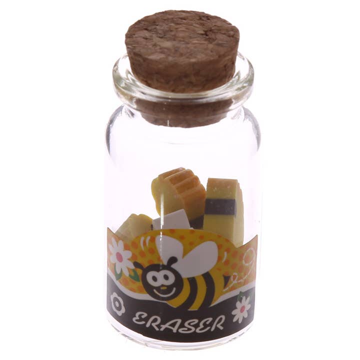 Puckator EU - Wholesale Eraser - Kids - Cute Honey Bee Mini Erasers in a Jar1