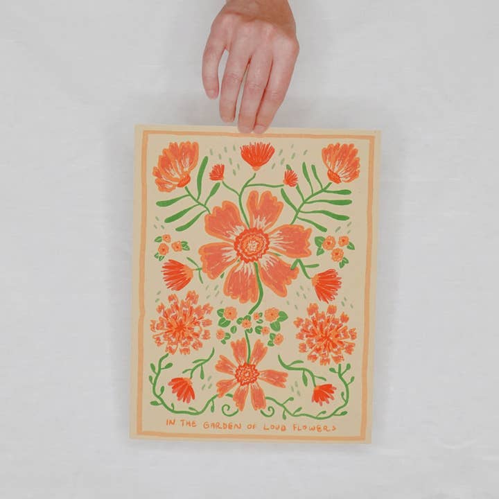 In The Garden Risograph Poster for wholesale by Loud Flower Art Co