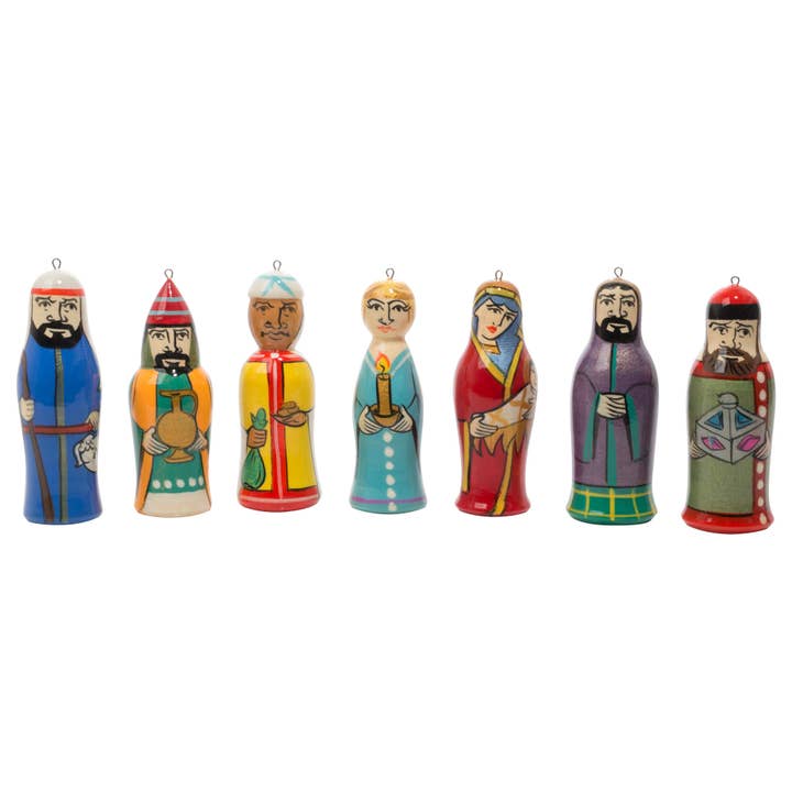 Nativity Ornaments Set of 7 for wholesale by Golden Cockerel