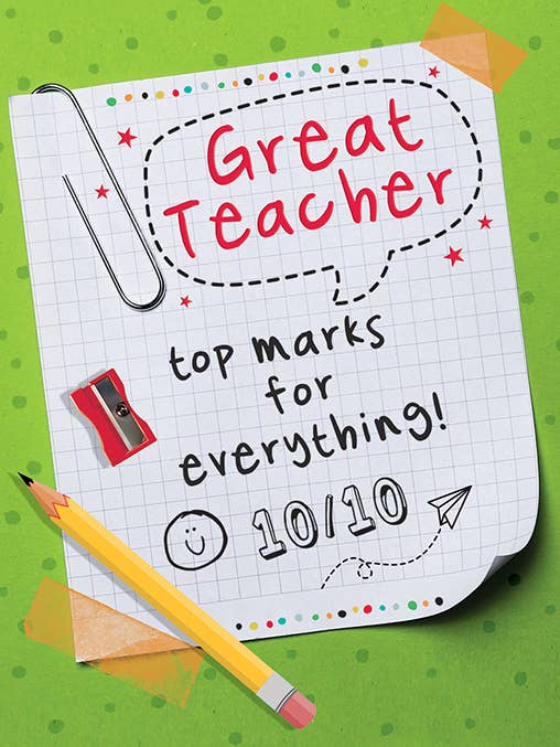 Biglietto di Ringraziamento per l'Insegnante, Grazie Insegnante, Voti Massimi per la vendita all'ingrosso da parte di Piccadilly Greetings